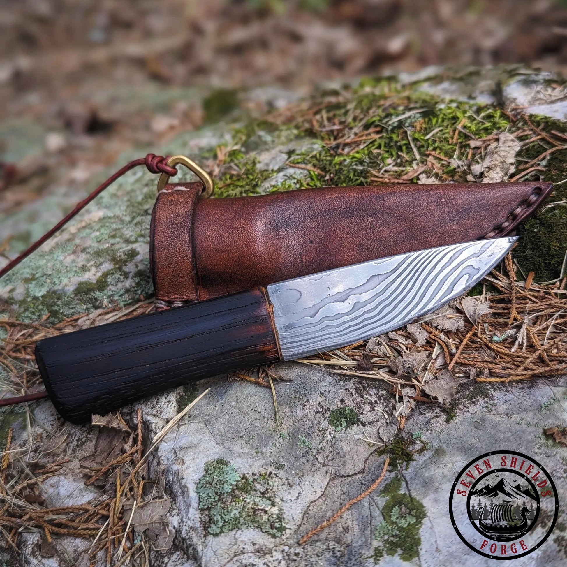 Rustic Damascus Necklace Knife