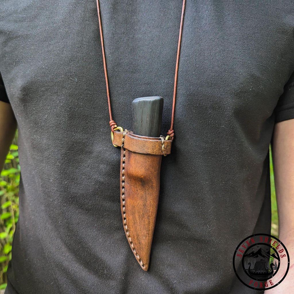 Rustic Damascus Necklace Knife