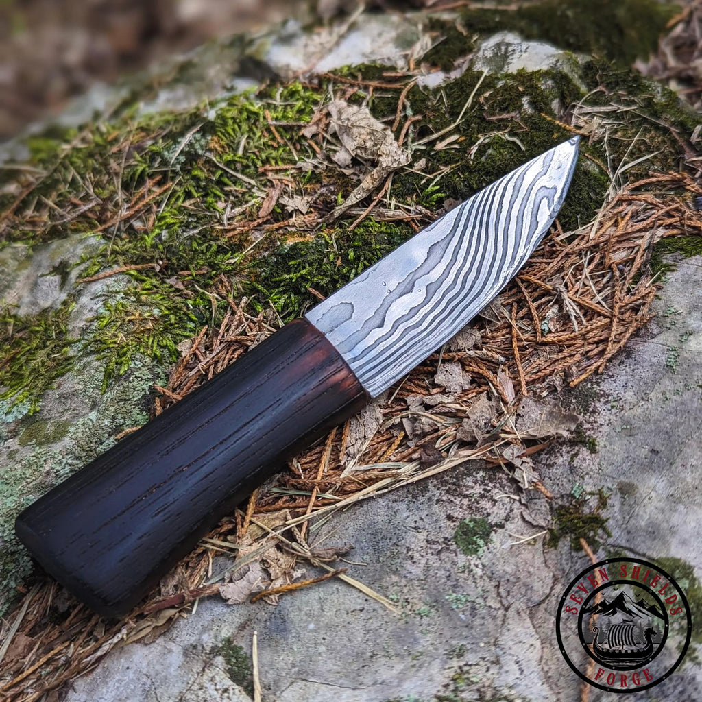 Rustic Damascus Necklace Knife