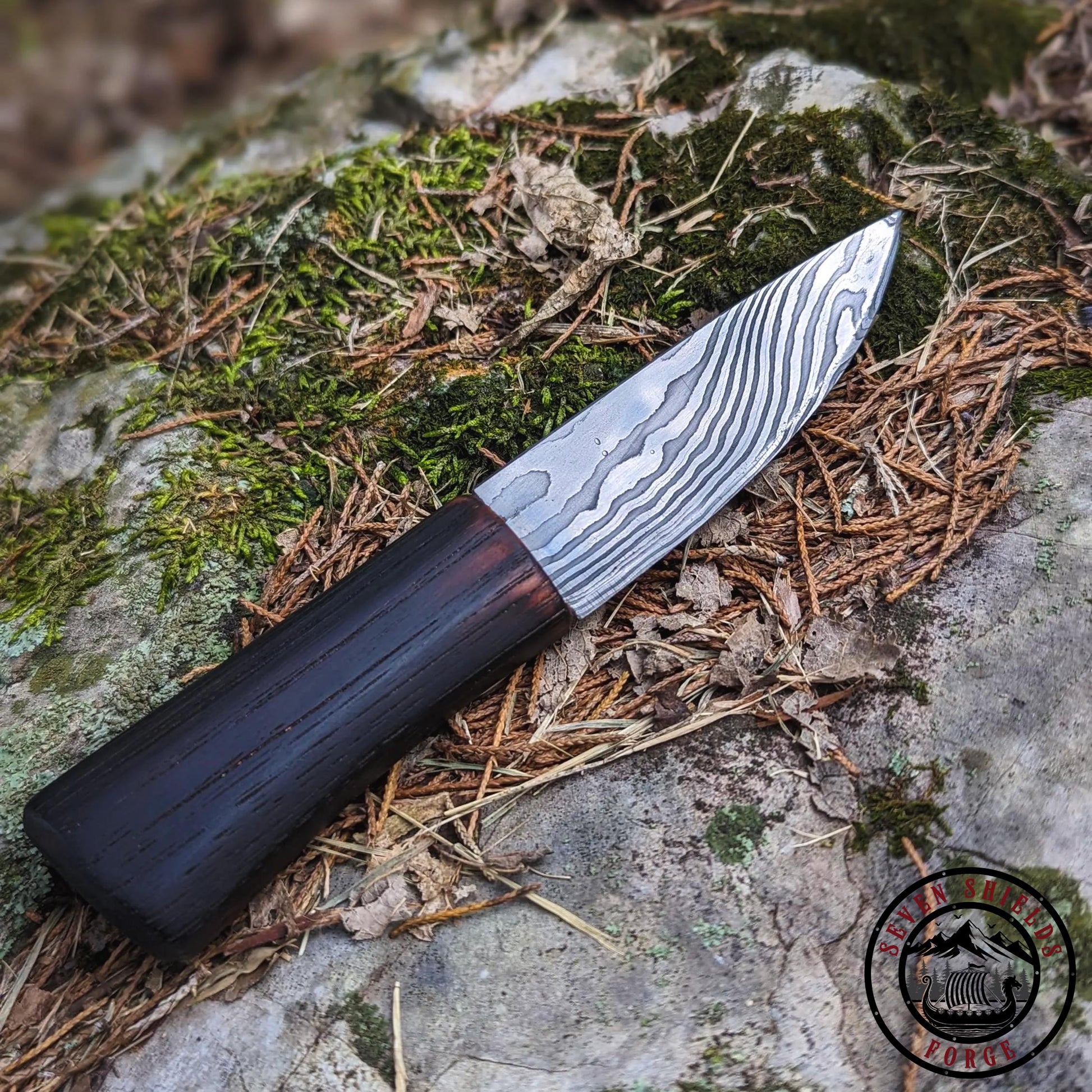 Rustic Damascus Necklace Knife
