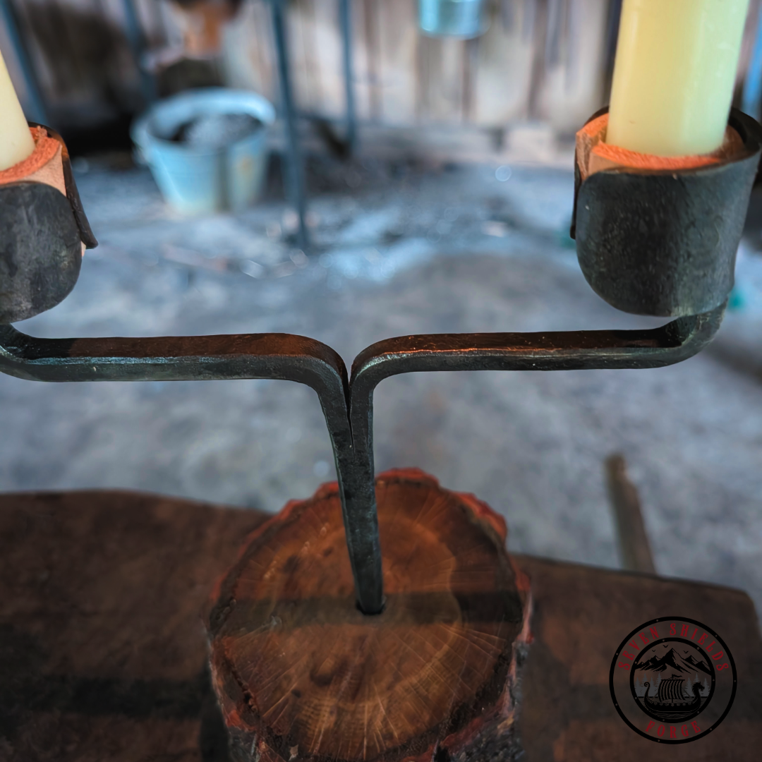 Double spike candle holder