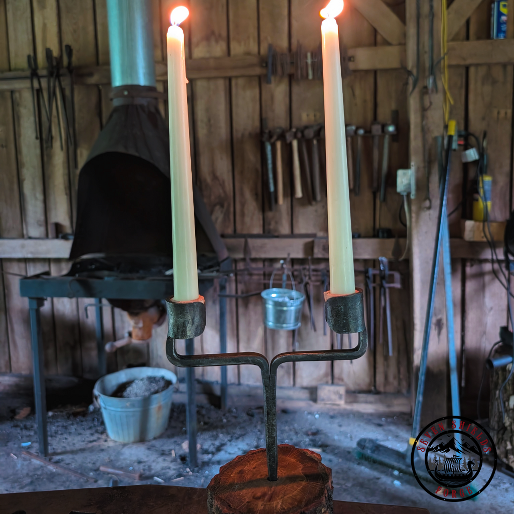 Double spike candle holder