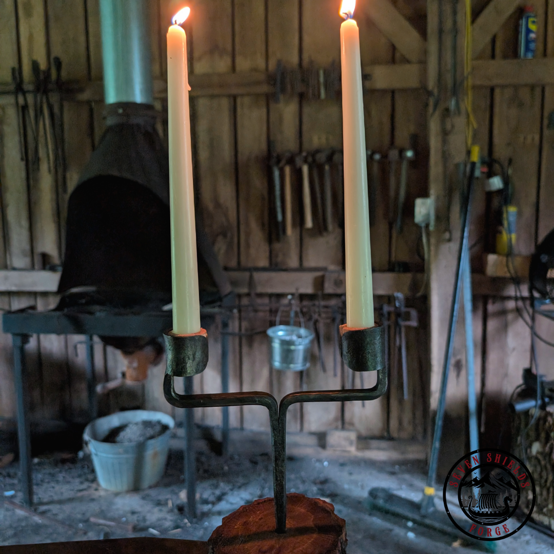 Double spike candle holder